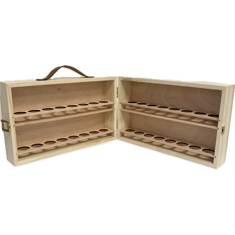 Boîte Valise en bois de rangement pour 32 flacons de 5 ou 10ml