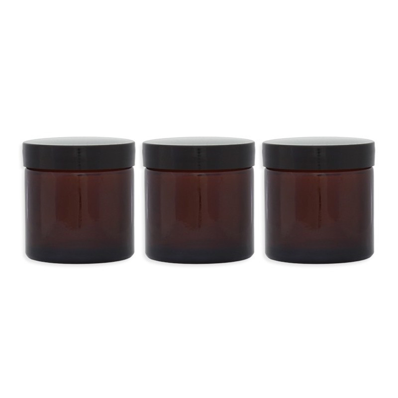 Lot 3 Pommadiers en verre ambré