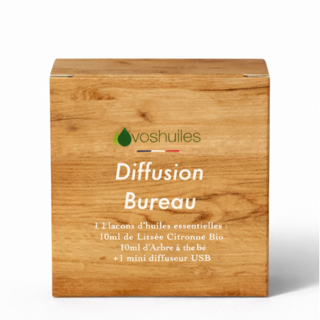 Kit Diffusion Bureau - 2 Huiles Essentielles et 1 Mini Diffuseur USB