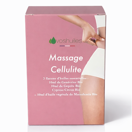 Kit Massage Cellulite - 3 Huiles Essentielles BIO et 1 Huile Végétale BIO