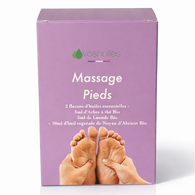 Kit Massage Pieds - 2 Huiles Essentielles BIO et 1 Huile Végétale BIO